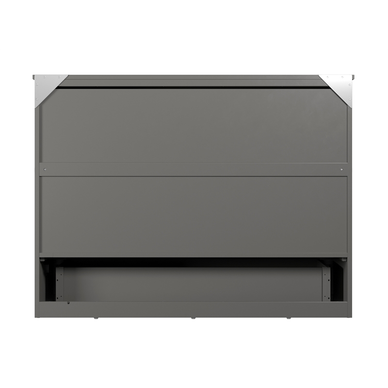 Bowery Hill Full Solid Wood Modern Murphy Bed Chest with Mattress in Gray