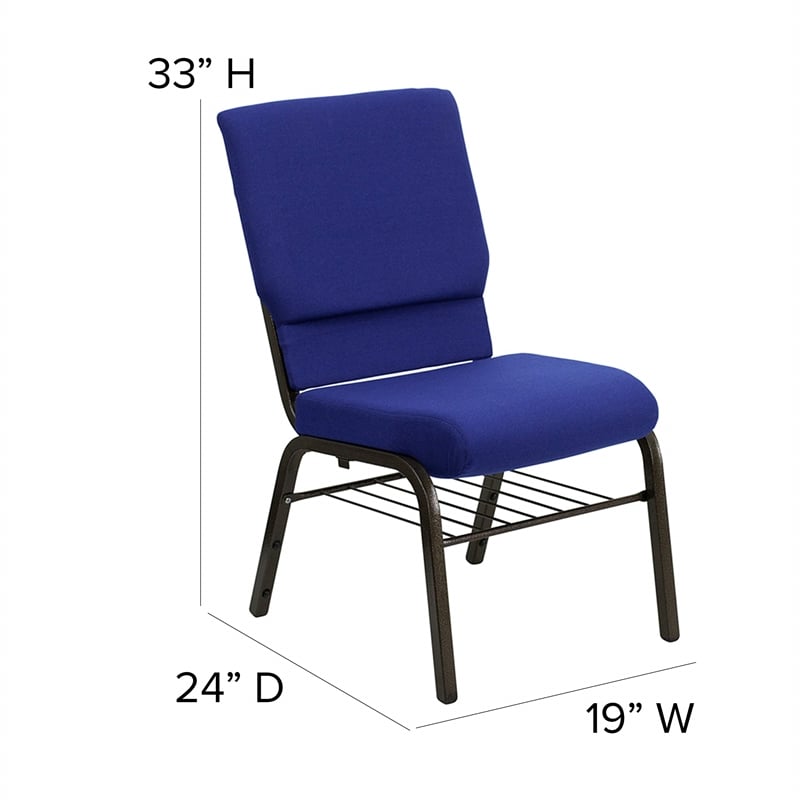 Bowery Hill Contemporary Church Stacking Guest Chair in Navy Blue
