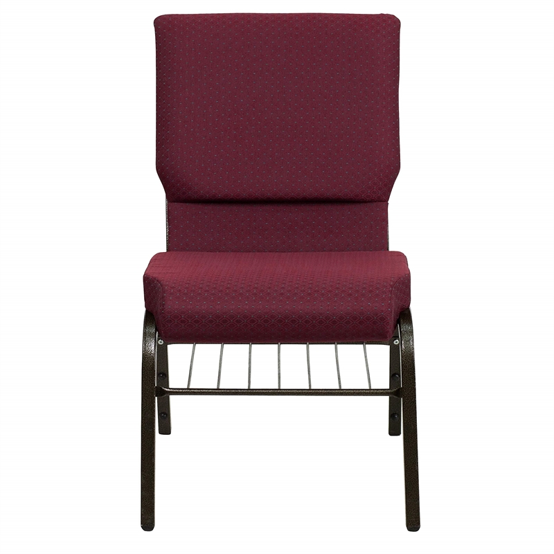 Bowery Hill Contemporary Church Stacking Guest Chair in Burgundy