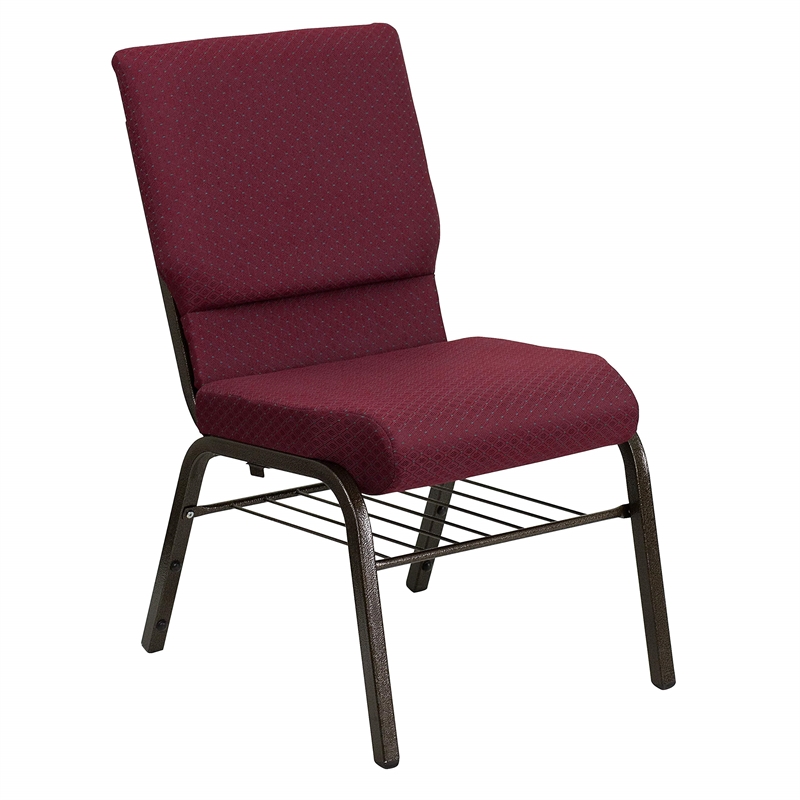 Bowery Hill Contemporary Church Stacking Guest Chair in Burgundy