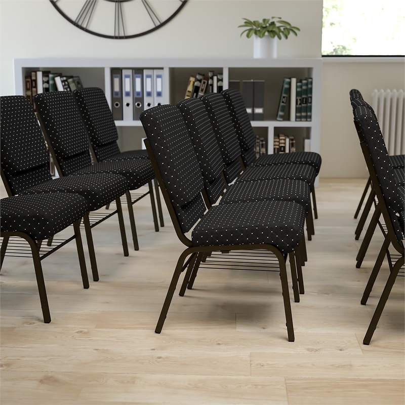 Bowery Hill Contemporary Church Stacking Guest Chair in Black