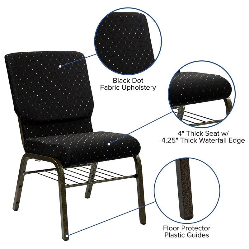 Bowery Hill Contemporary Church Stacking Guest Chair in Black