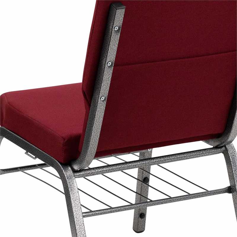 Bowery Hill Contemporary Church Guest Chair with Rack in Burgundy
