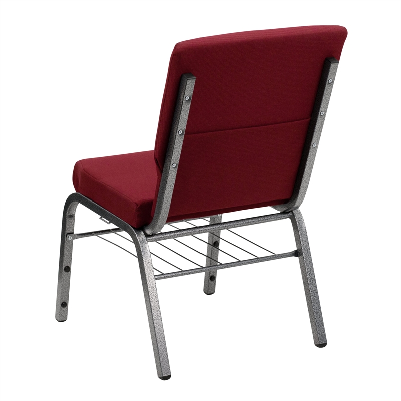 Bowery Hill Contemporary Church Guest Chair with Rack in Burgundy