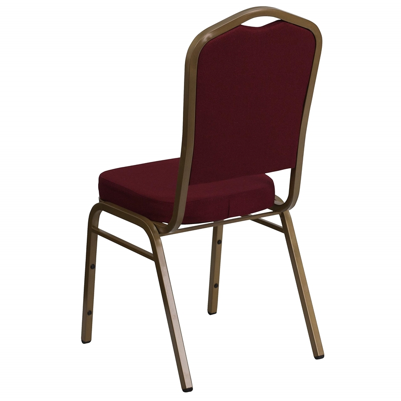 Bowery Hill Modern Banquet Stacking Chair in Gold and Burgundy