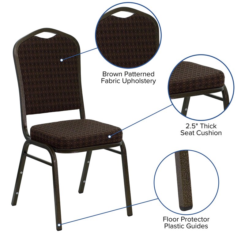 Bowery Hill Contemporary Stacking Banquet Stacking Chair in Brown
