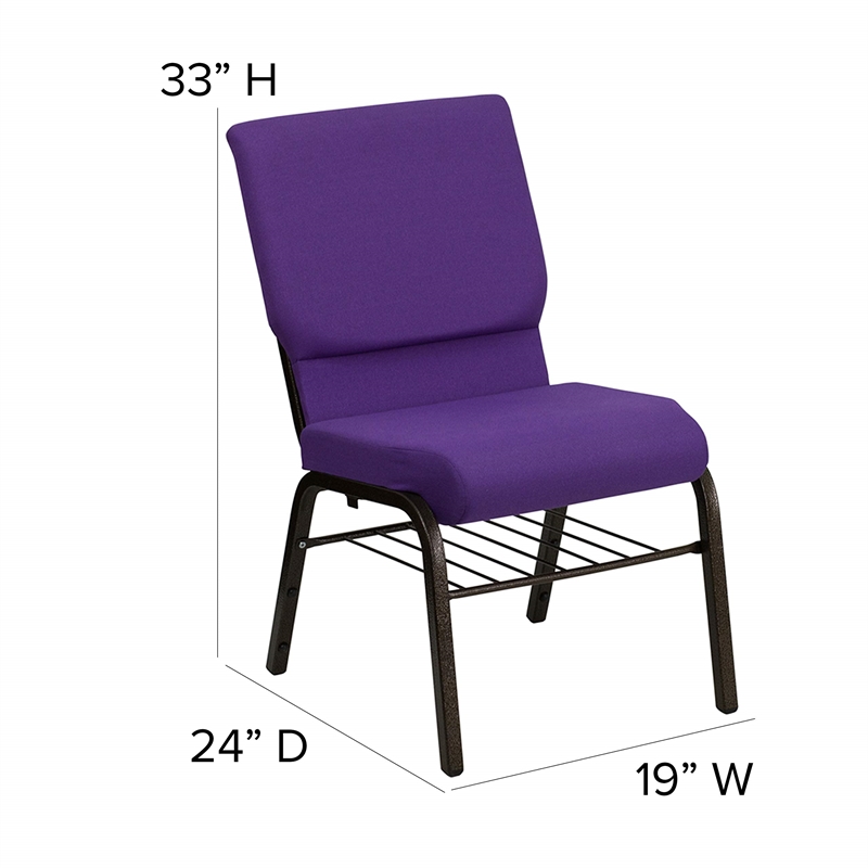 Bowery Hill Contemporary Church Stacking Guest Chair in Purple