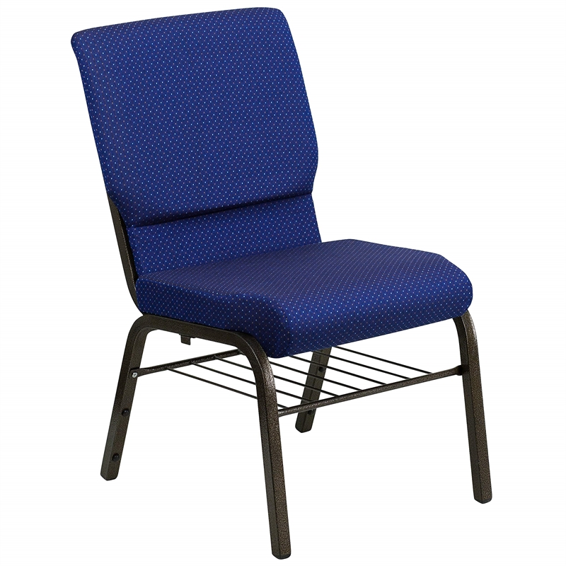 Bowery Hill Contemporary Church Stacking Guest Chair in Navy Blue