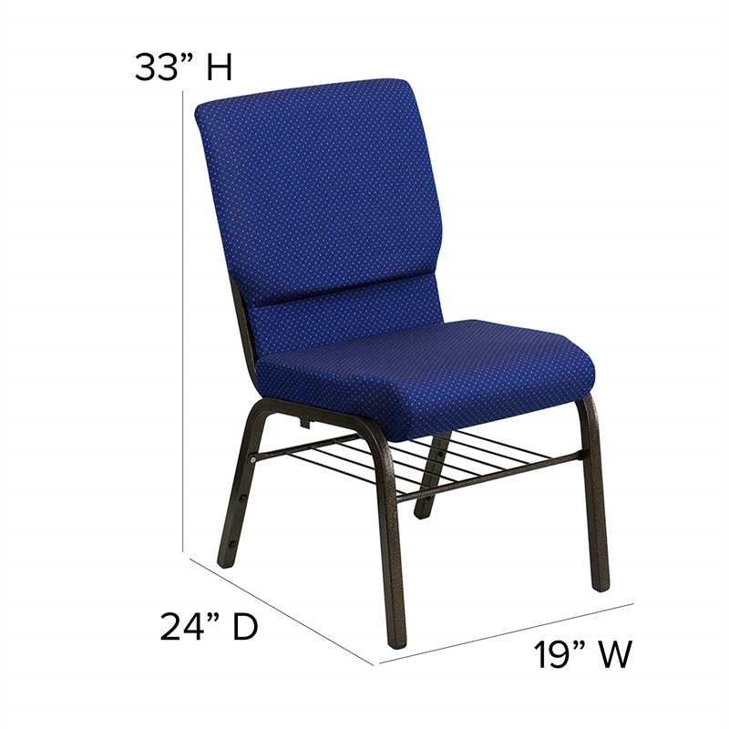 Bowery Hill Contemporary Church Stacking Guest Chair in Navy Blue