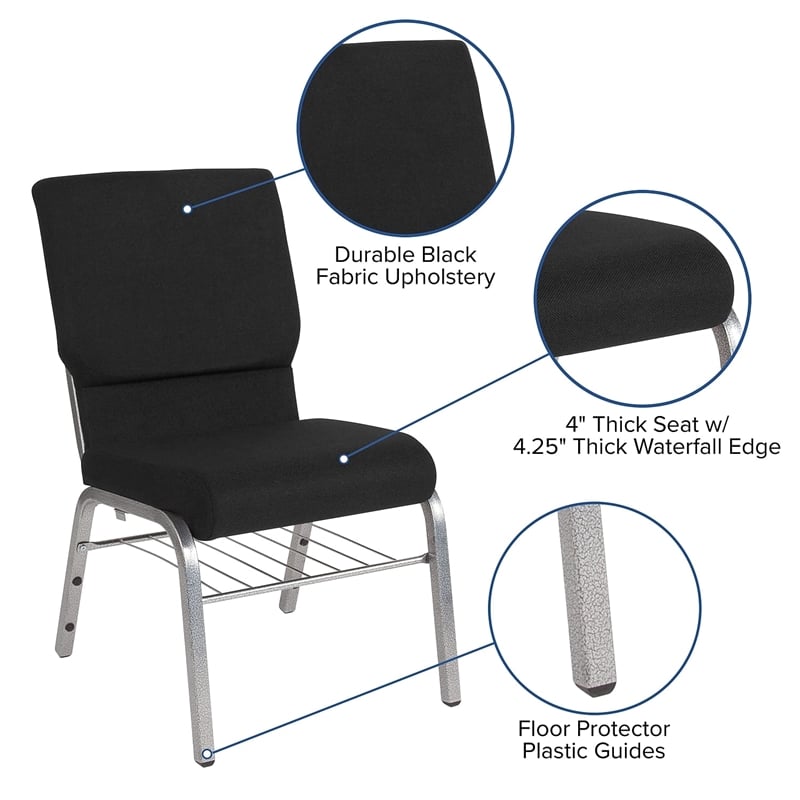 Bowery Hill Contemporary Church Stacking Guest Chair in Black