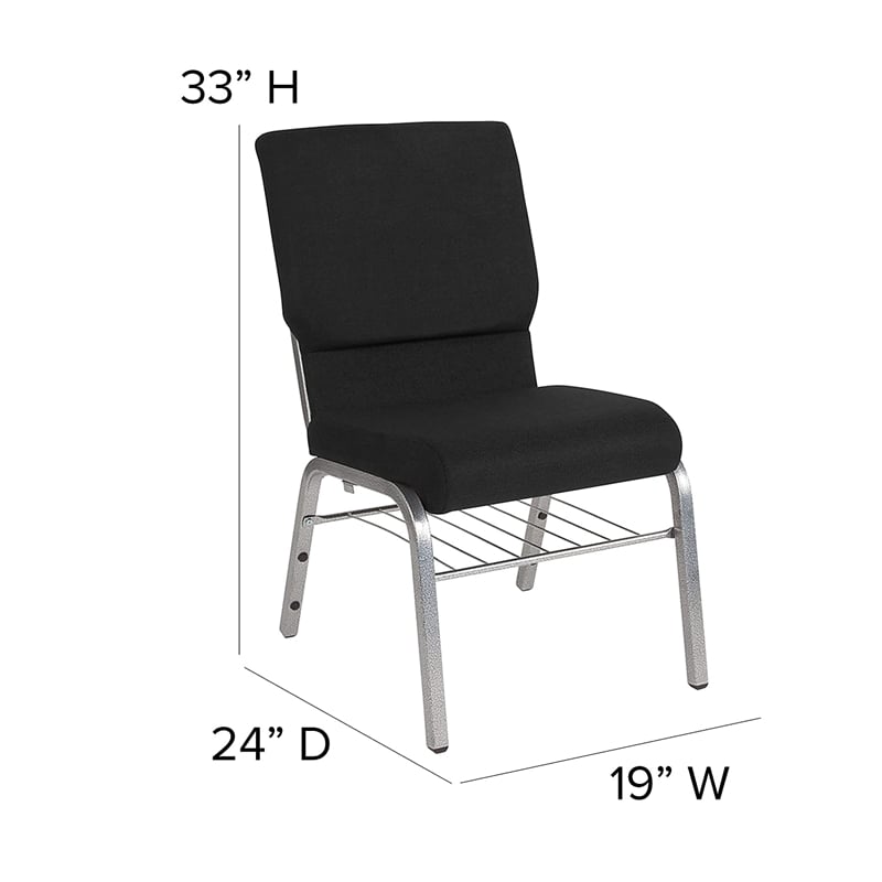 Bowery Hill Contemporary Church Stacking Guest Chair in Black