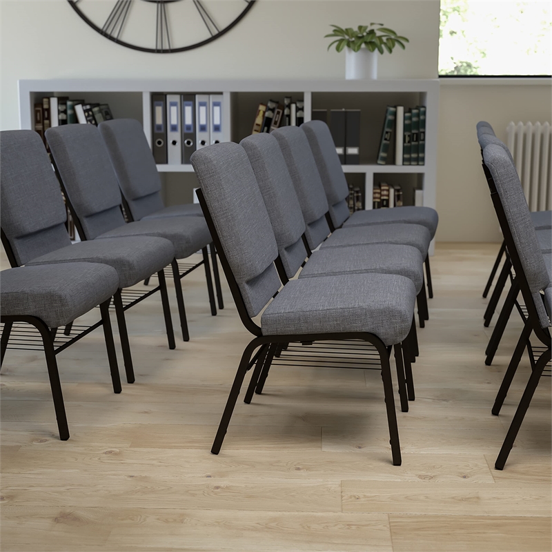 Bowery Hill Contemporary Church Stacking Guest Chair in Gray
