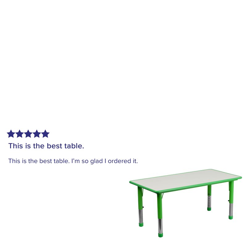 Bowery Hill Contemporary Plastic Activity Table in Green Finish