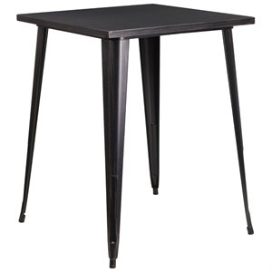 Bowery Hill 33&quot Square Metal Bar Table in Black and Antique Gold