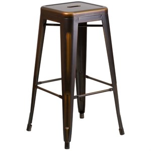 Bowery Hill 30&quot Metal Backless Bar Stool in Distressed Copper
