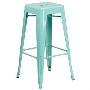 Bowery Hill Modern 30&quot Metal Backless Bar Stool in Mint Green