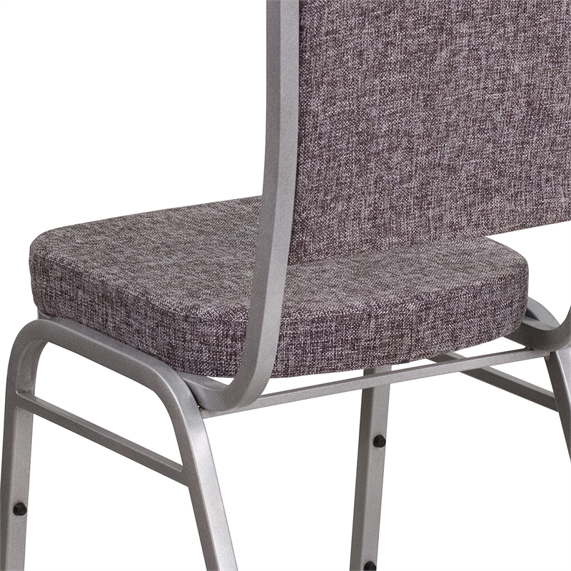 Bowery Hill Fabric Banquet Stack Chair in Silver and Herringbone