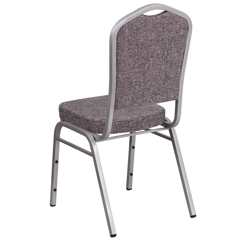 Bowery Hill Fabric Banquet Stack Chair in Silver and Herringbone