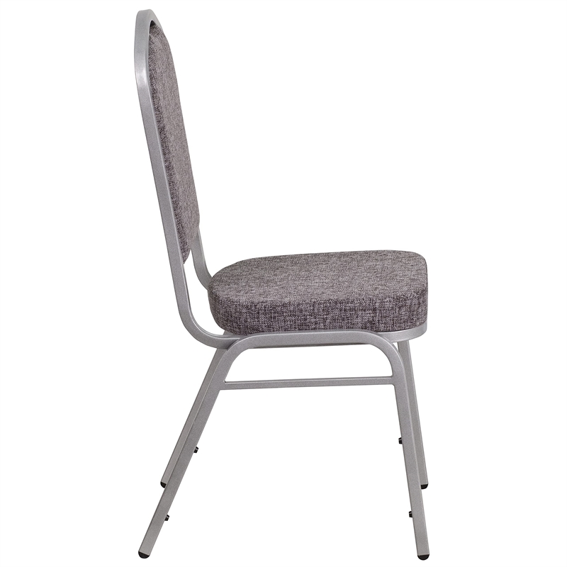 Bowery Hill Fabric Banquet Stack Chair in Silver and Herringbone