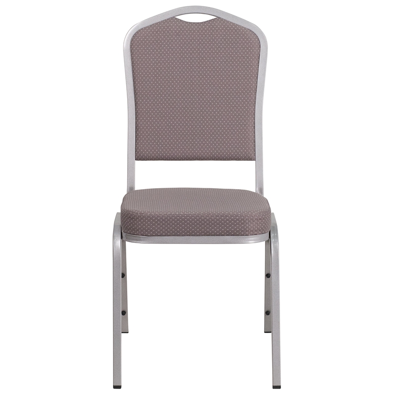 Bowery Hill Modern Fabric Banquet Stack Chair in Silver and Gray