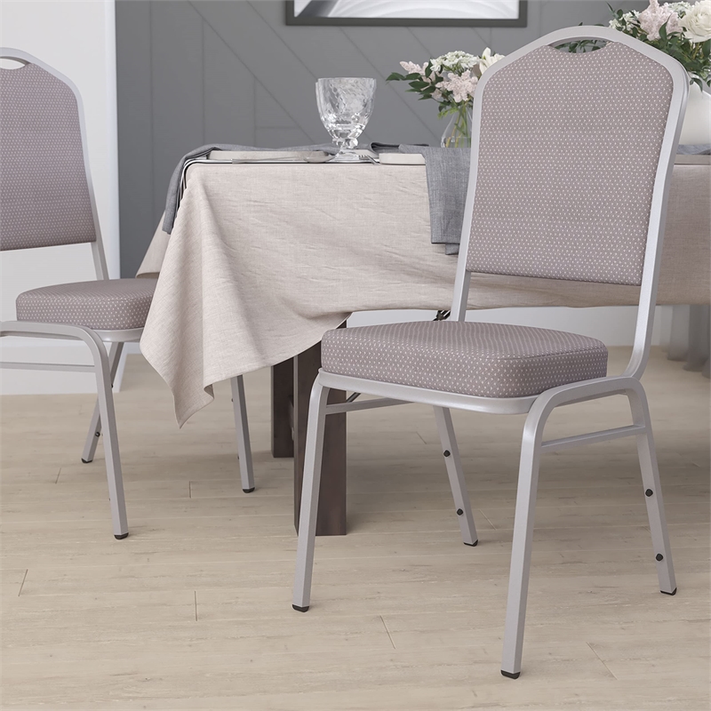 Bowery Hill Modern Fabric Banquet Stack Chair in Silver and Gray