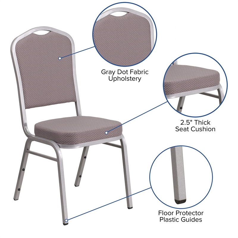 Bowery Hill Modern Fabric Banquet Stack Chair in Silver and Gray