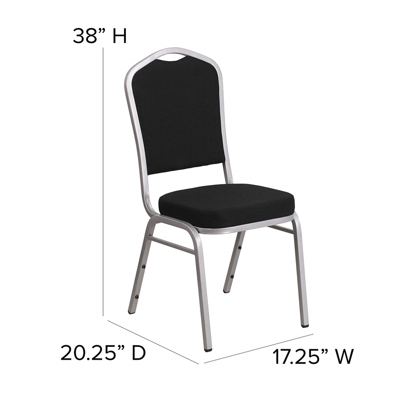 Bowery Hill Modern Fabric Banquet Stack Chair in Silver and Gray