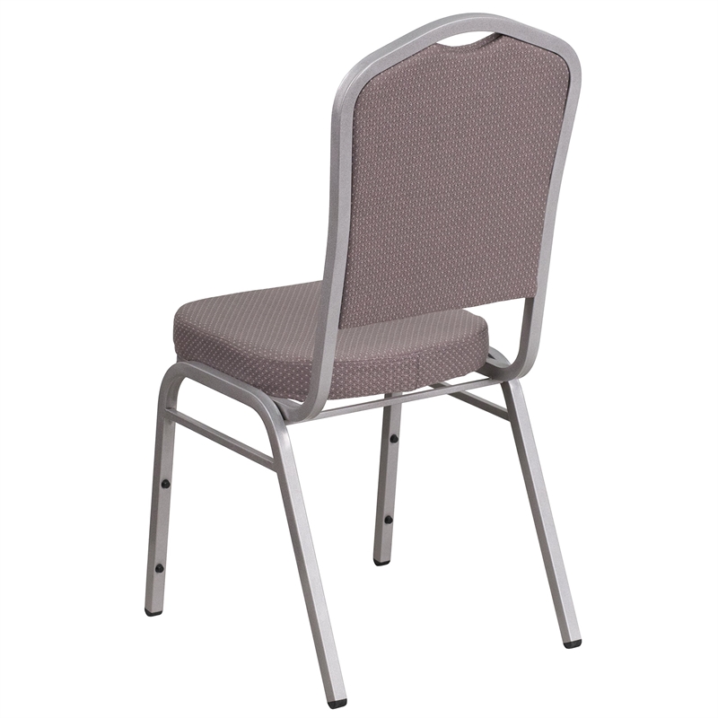 Bowery Hill Modern Fabric Banquet Stack Chair in Silver and Gray