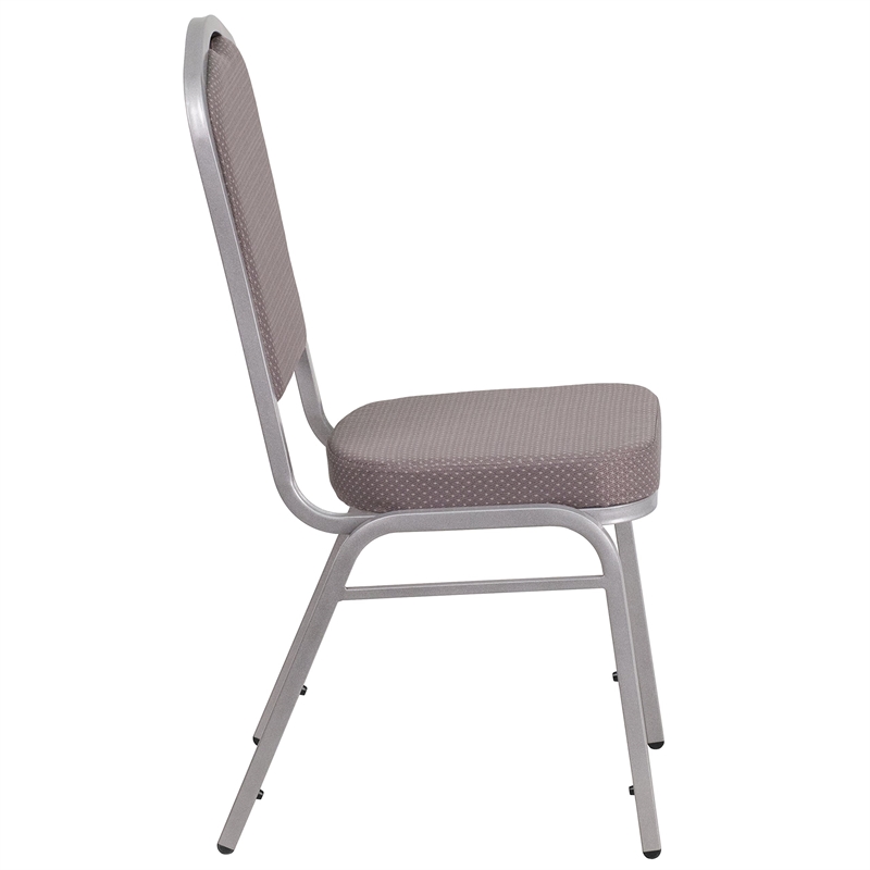 Bowery Hill Modern Fabric Banquet Stack Chair in Silver and Gray