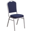 Bowery Hill Fabric Banquet Stack Chair in Silver and Navy Blue