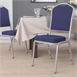 Bowery Hill Fabric Banquet Stack Chair in Silver and Navy Blue