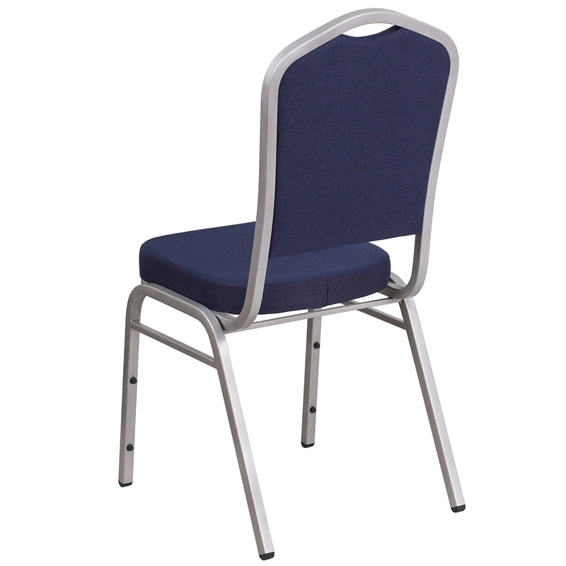 Bowery Hill Fabric Banquet Stack Chair in Silver and Navy Blue