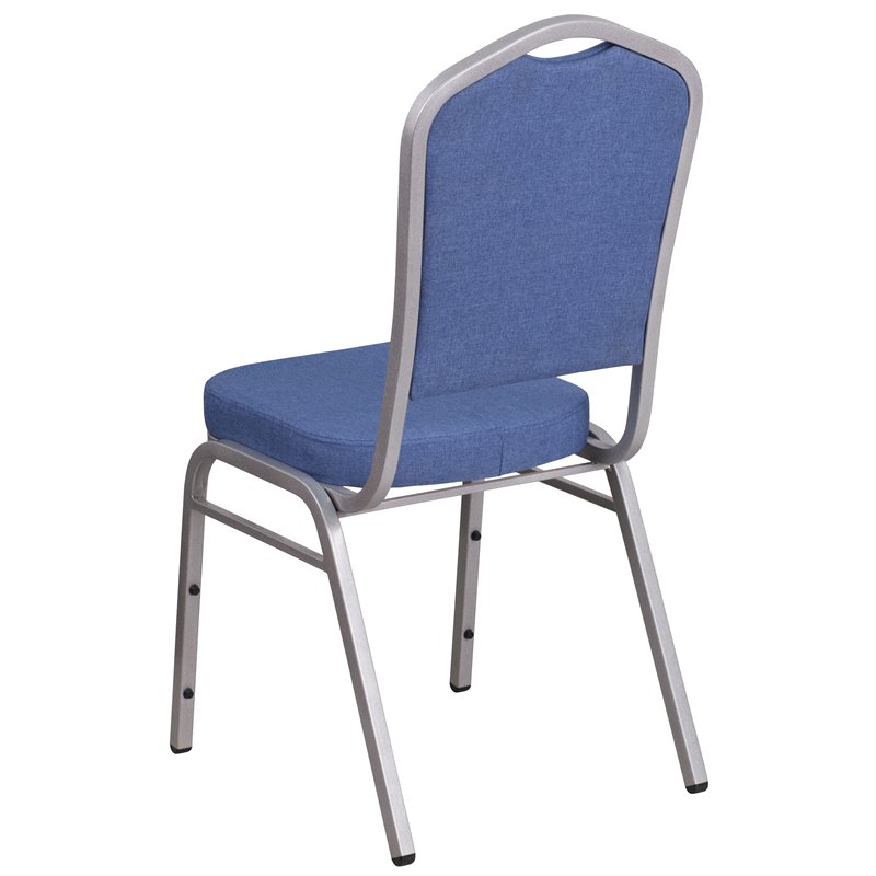 Bowery Hill Modern Fabric Banquet Stack Chair in Silver and Blue