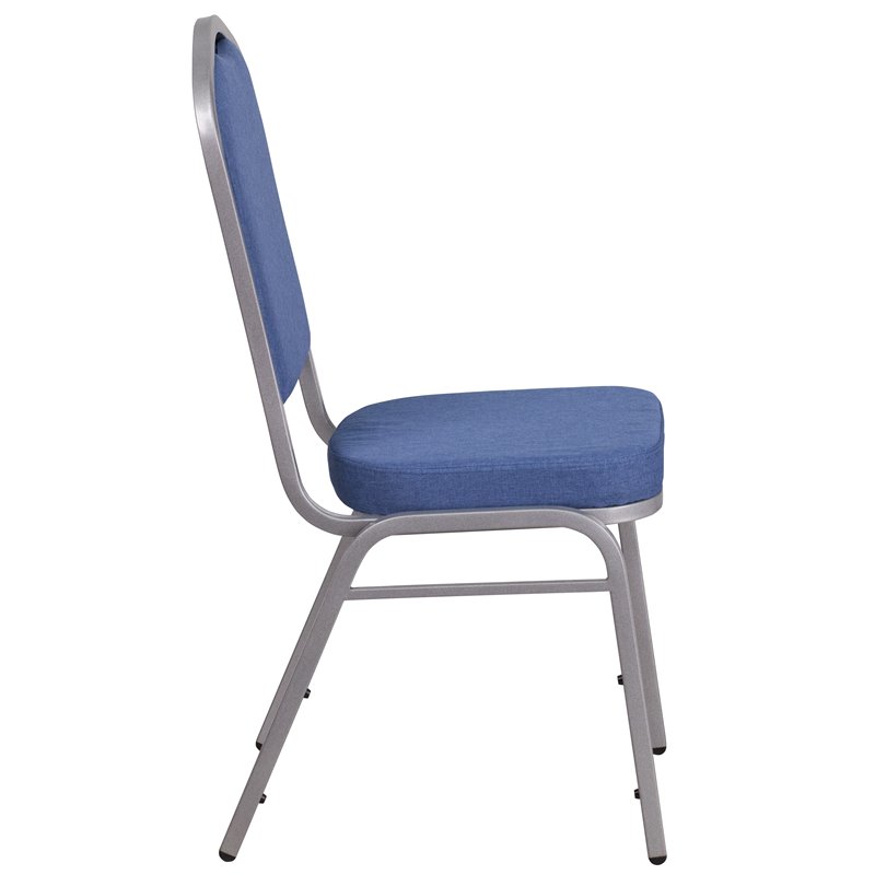 Bowery Hill Modern Fabric Banquet Stack Chair in Silver and Blue