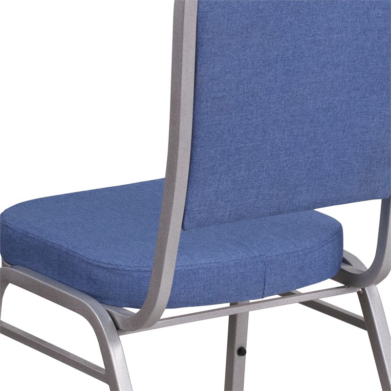 Bowery Hill Modern Fabric Banquet Stack Chair in Silver and Blue