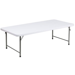 Bowery Hill 59&quot x 29&quot Plastic Folding Kids Table in Granite White