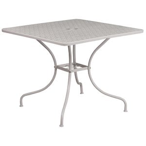 Bowery Hill 35.5&quot Square Steel Flower Print Patio Dining Table in Silver