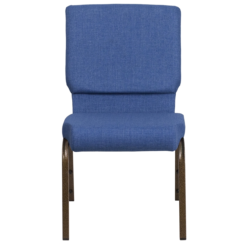 Bowery Hill Contemporary Fabric Church Chair in Blue and Goldvein
