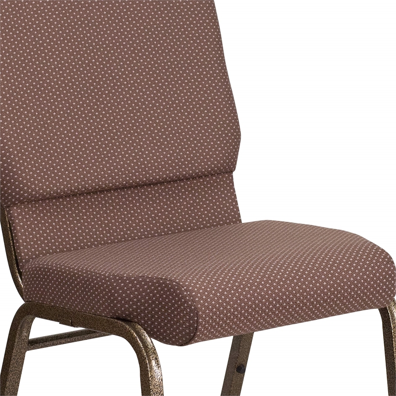 Bowery Hill Modern Fabric Church Chair in Brown and Goldvein