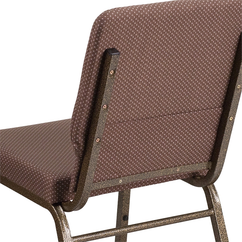 Bowery Hill Modern Fabric Church Chair in Brown and Goldvein
