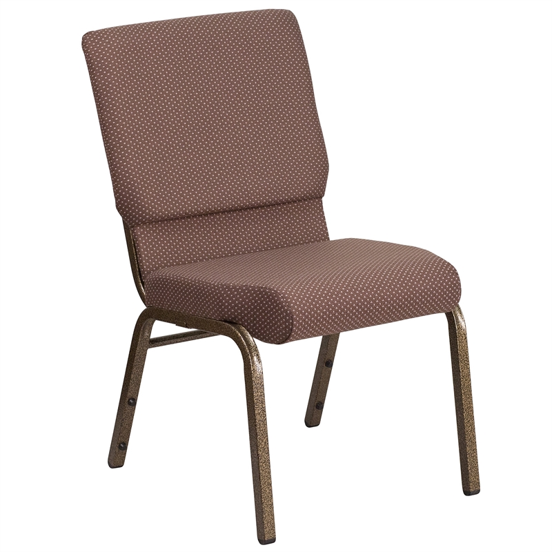 Bowery Hill Modern Fabric Church Chair in Brown and Goldvein