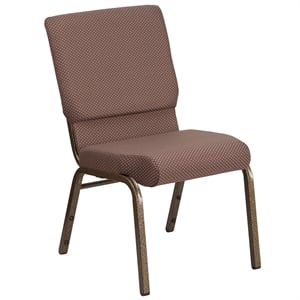 Bowery Hill Modern Fabric Church Chair in Brown and Goldvein