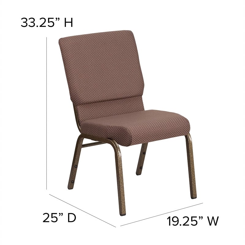 Bowery Hill Modern Fabric Church Chair in Brown and Goldvein