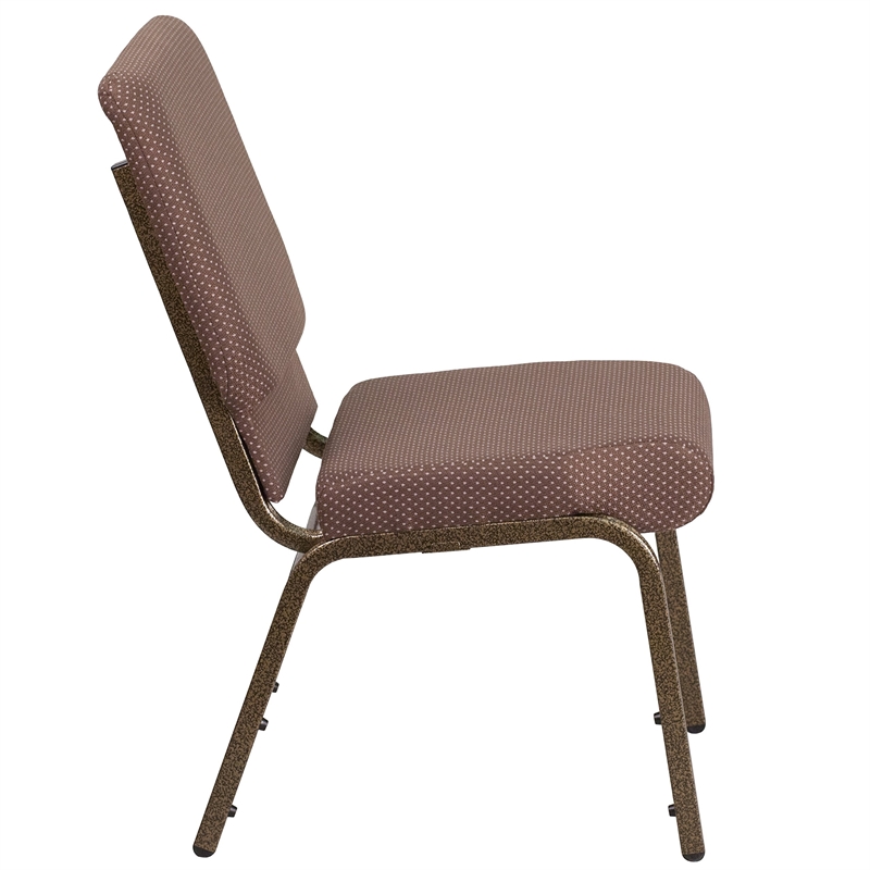 Bowery Hill Modern Fabric Church Chair in Brown and Goldvein