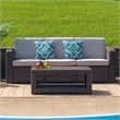 Bowery Hill Modern Wicker Patio Coffee Table in Chocolate Brown