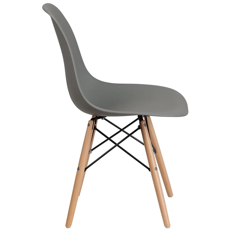 Bowery Hill Modern Plastic Accent Chair with Wood Base in Gray