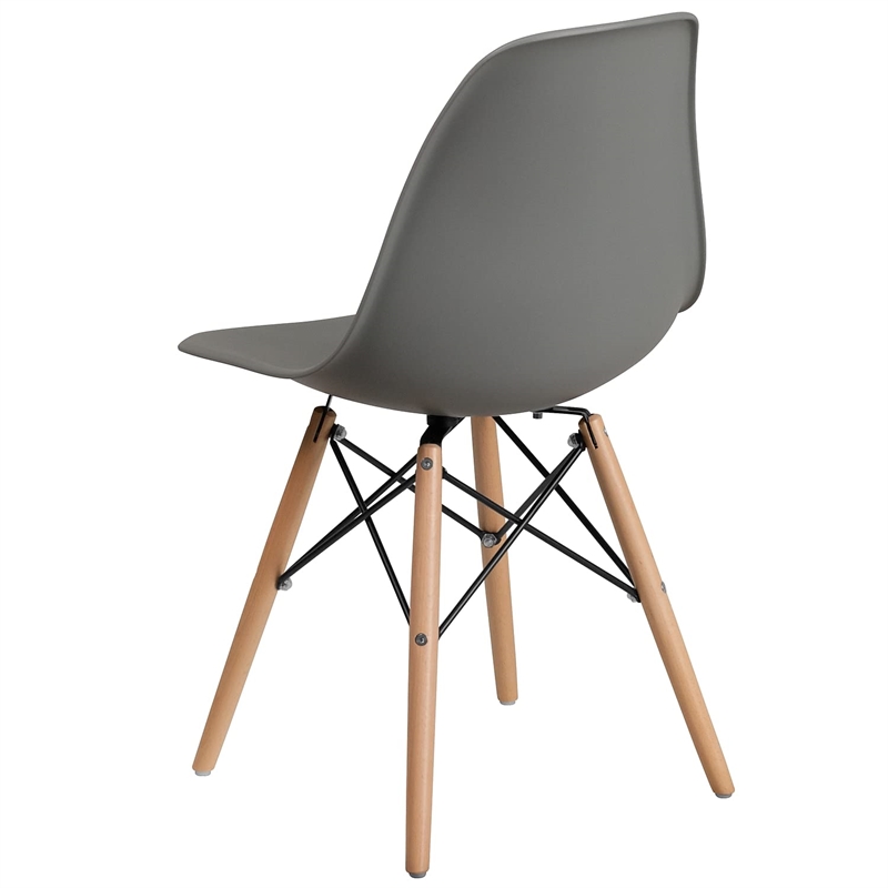Bowery Hill Modern Plastic Accent Chair with Wood Base in Gray