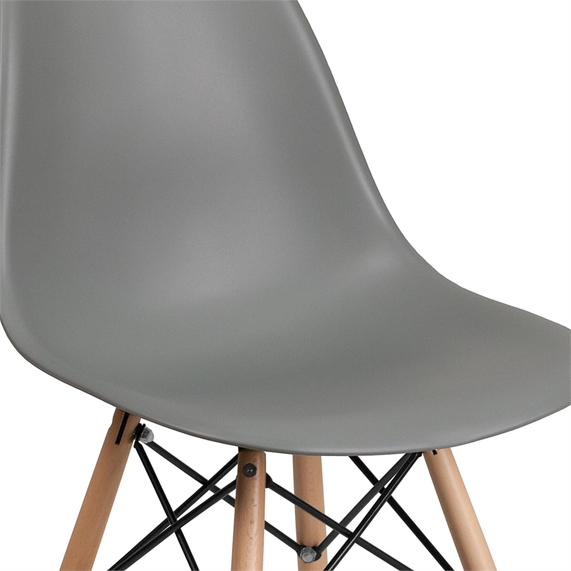 Bowery Hill Modern Plastic Accent Chair with Wood Base in Gray