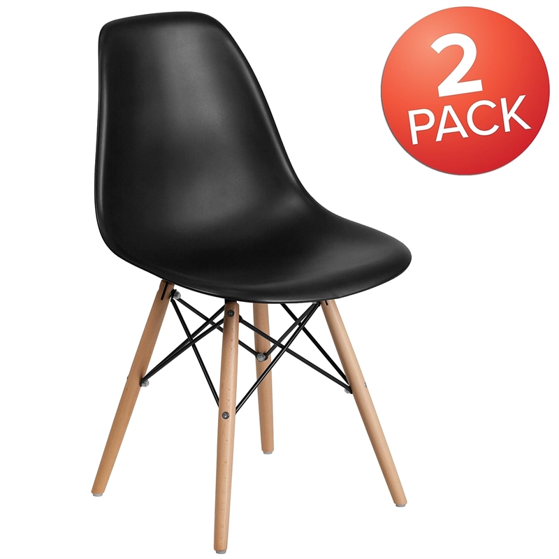 Bowery Hill Modern Plastic Accent Chair with Wood Base in Orange
