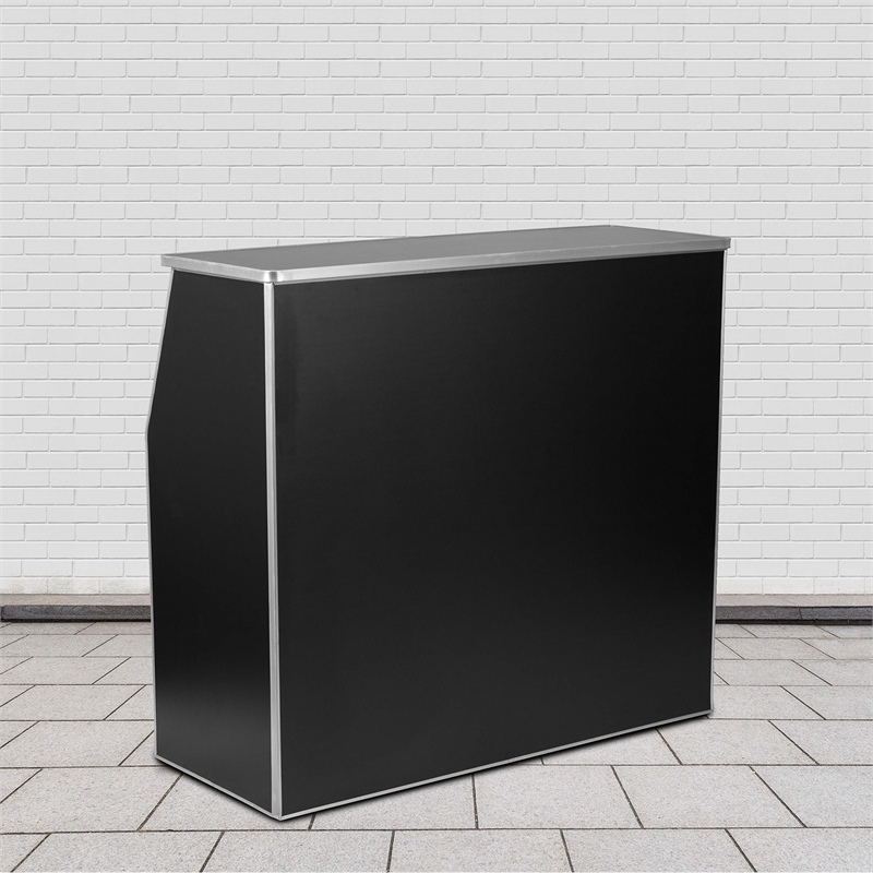 Bowery Hill Contemporary 4' Laminate Foldable Bar In Black Finish